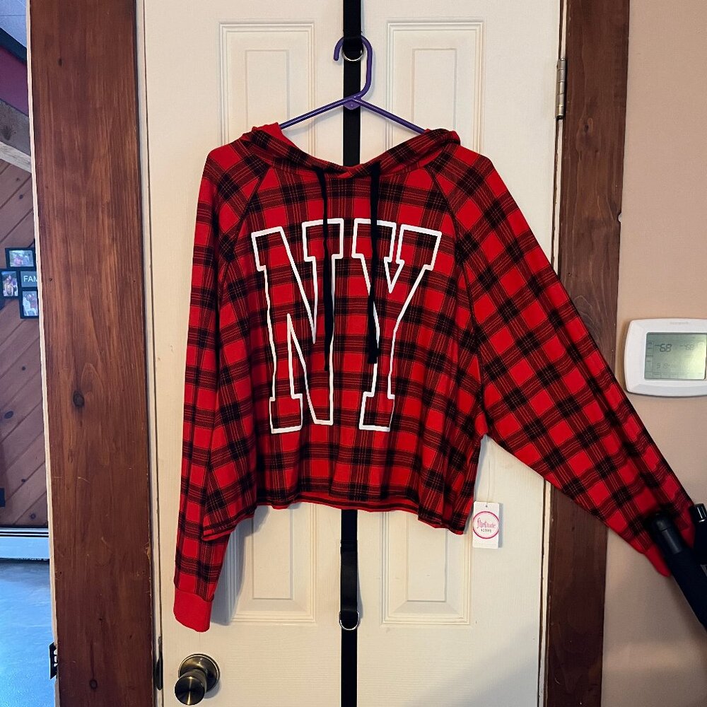 Flirtitude Active Size XL Red Plaid NY Sweater with Hood